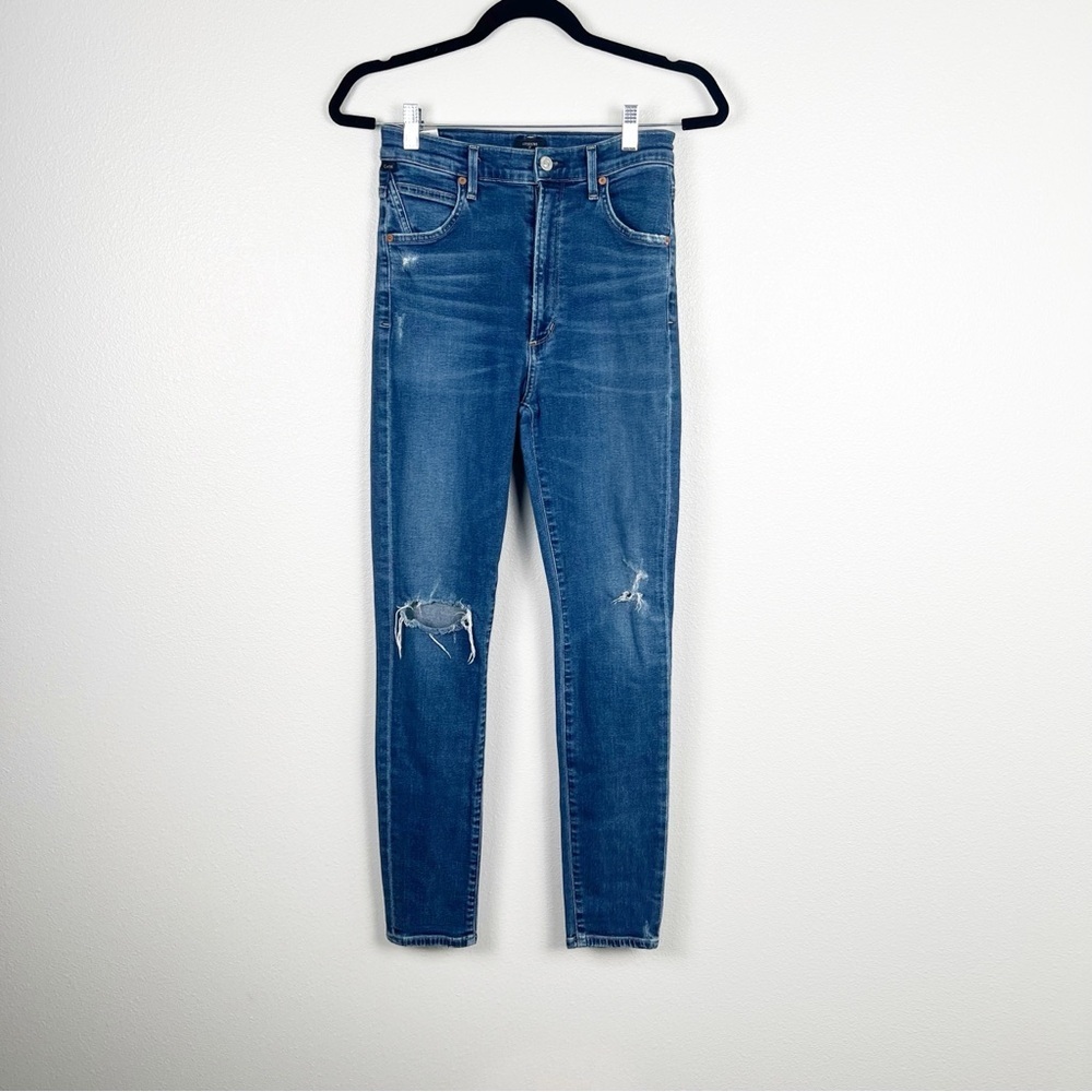 Citizens of Humanity Distressed Skinny Jeans Blue Sz 28